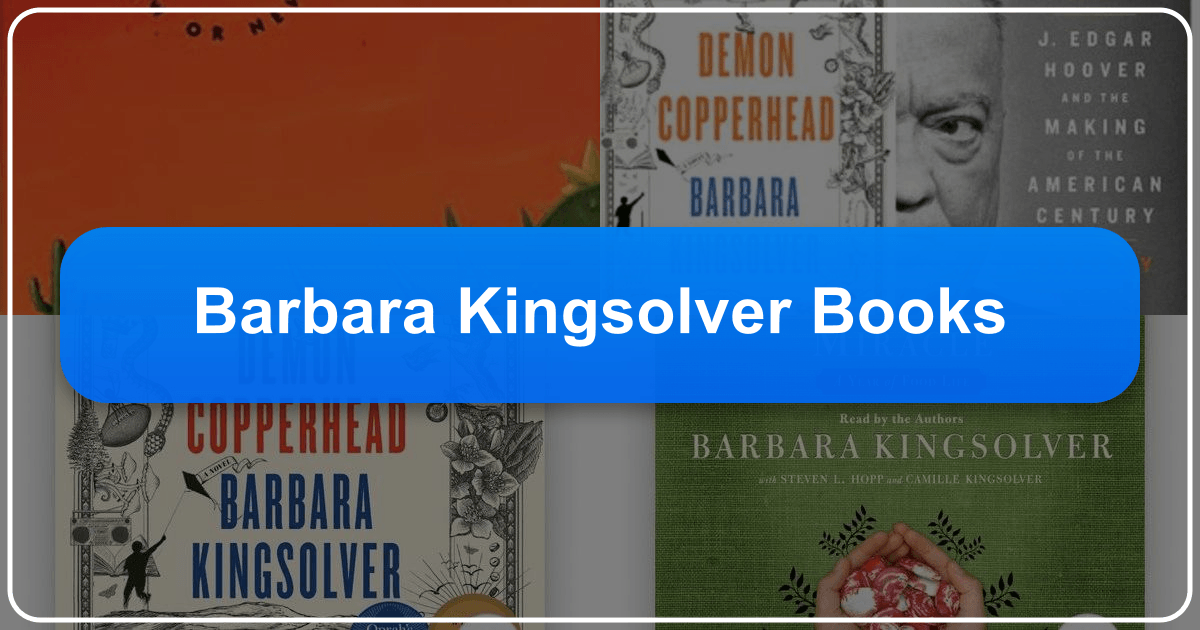 Barbara Kingsolver's literary works explore social justice, environment, and human condition through novels, poetry, and non-fiction. /images/barbara-kingsolver-books.png