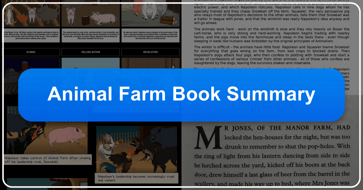 A deep dive into George Orwell's Animal Farm, exploring themes and its lasting cultural impact. /images/animal-farm-book-summary.png