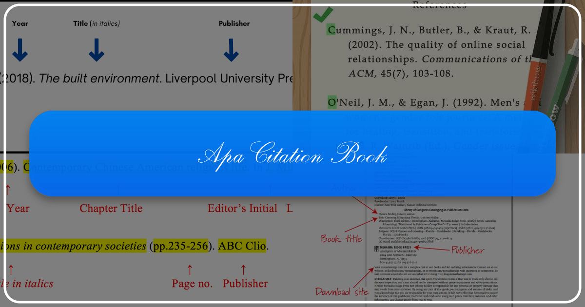A comprehensive guide to APA citation style for books, covering formatting and nuances. /images/apa-citation-book.png