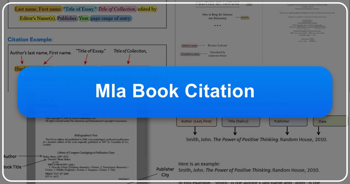 A comprehensive guide to MLA book citation, covering core elements and various citation scenarios. /images/mla-book-citation.png