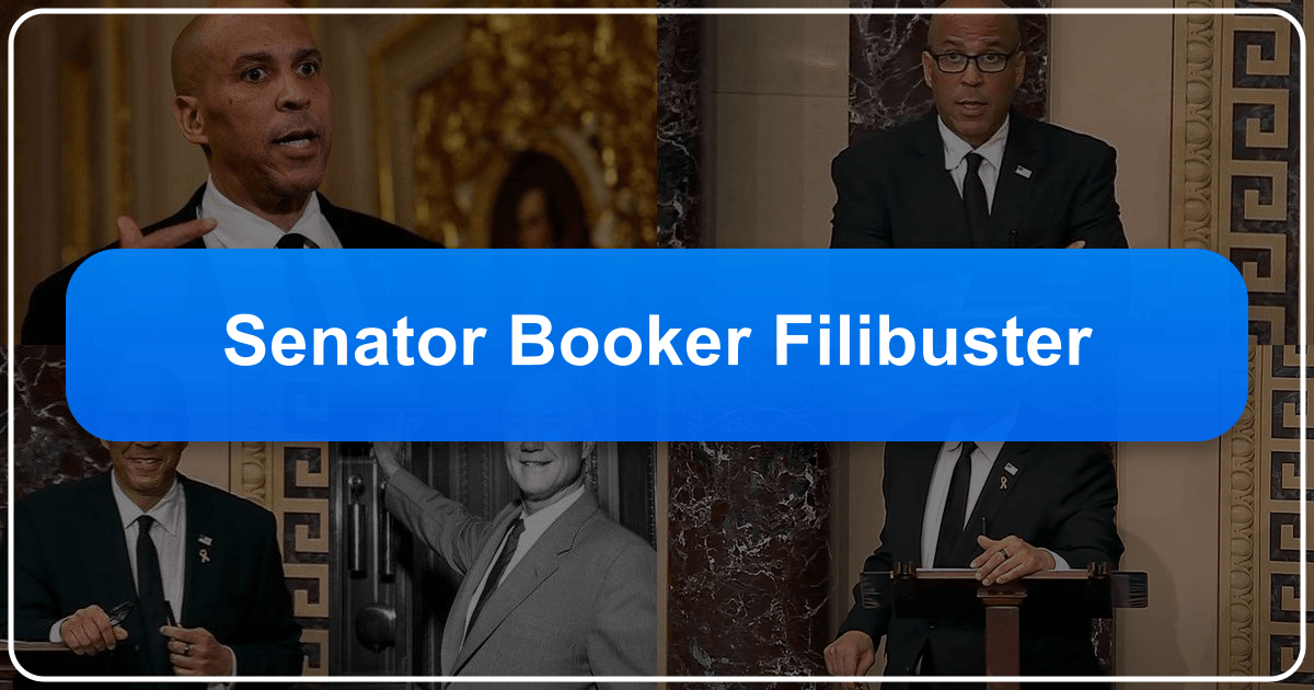 Senator Cory Booker's 25-hour speech sparks debate on the filibuster's history and cultural impact in American politics. /images/senator-booker-filibuster.png
